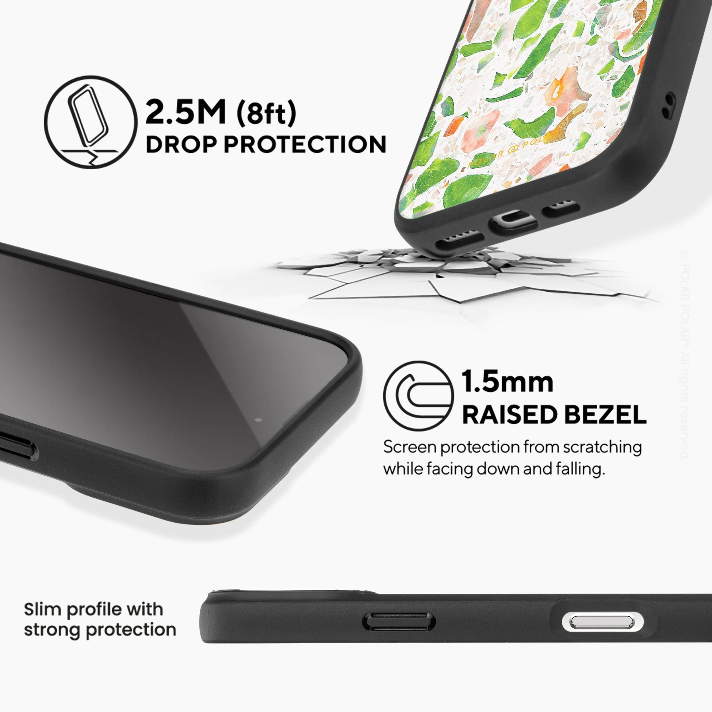 Terrazzo Green - iPhone 16 Pro Max Frosted Black Bumper MagSafe Case