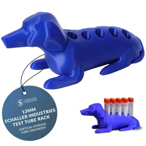 Test Tube Rack – Vertical Storage Tube Organizer for 13mm - Test Tube Holder Rack and Vial Holder – Glass Tube Drying Rack, Fun Dachshund Design - Holds 10 Tubes - Royal Blue