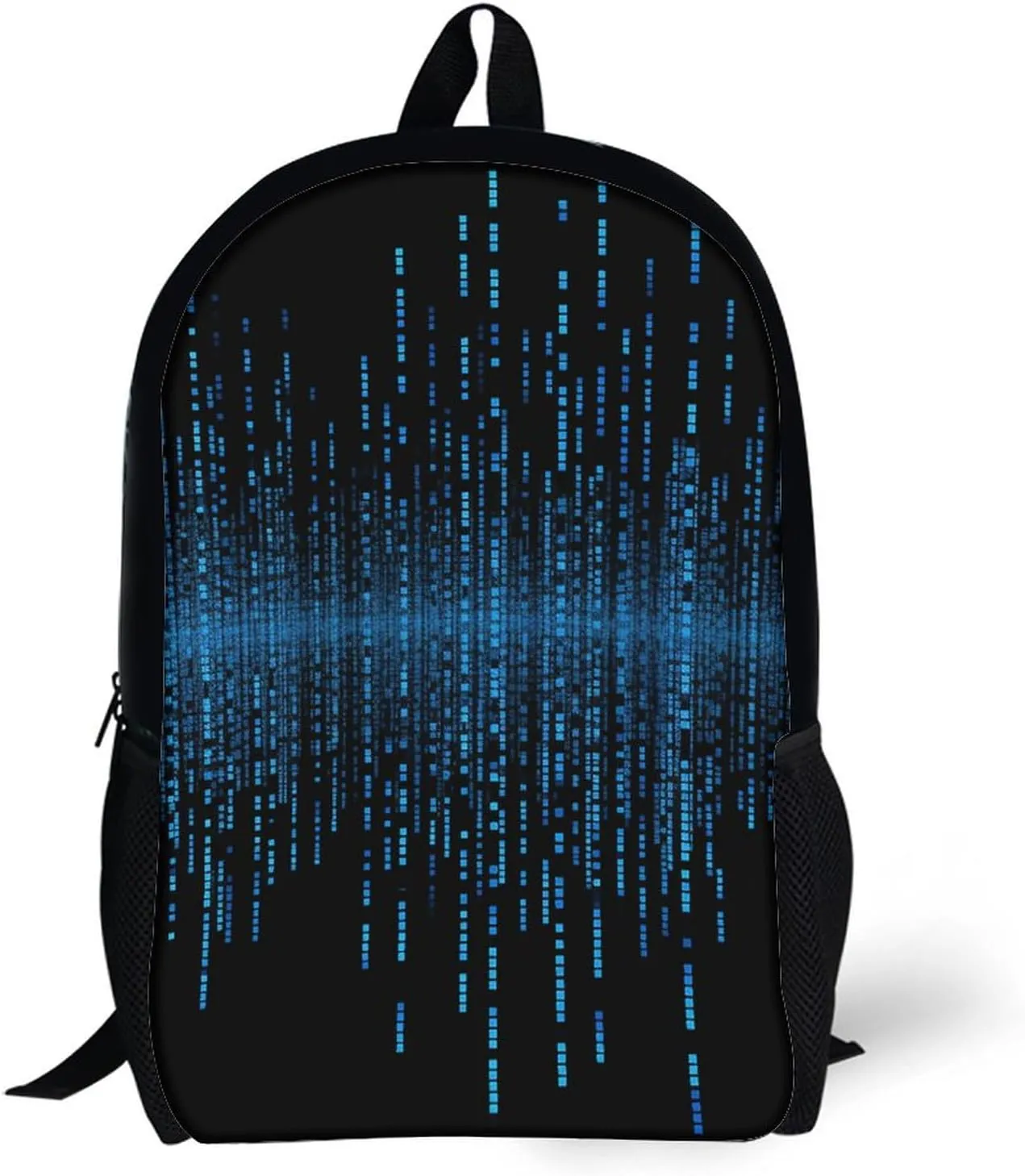 The Blue Binary Matrix Backpack, Laptop Backpack for Men, 17 Inch Travel Hiking Daypack, Casual Backpack