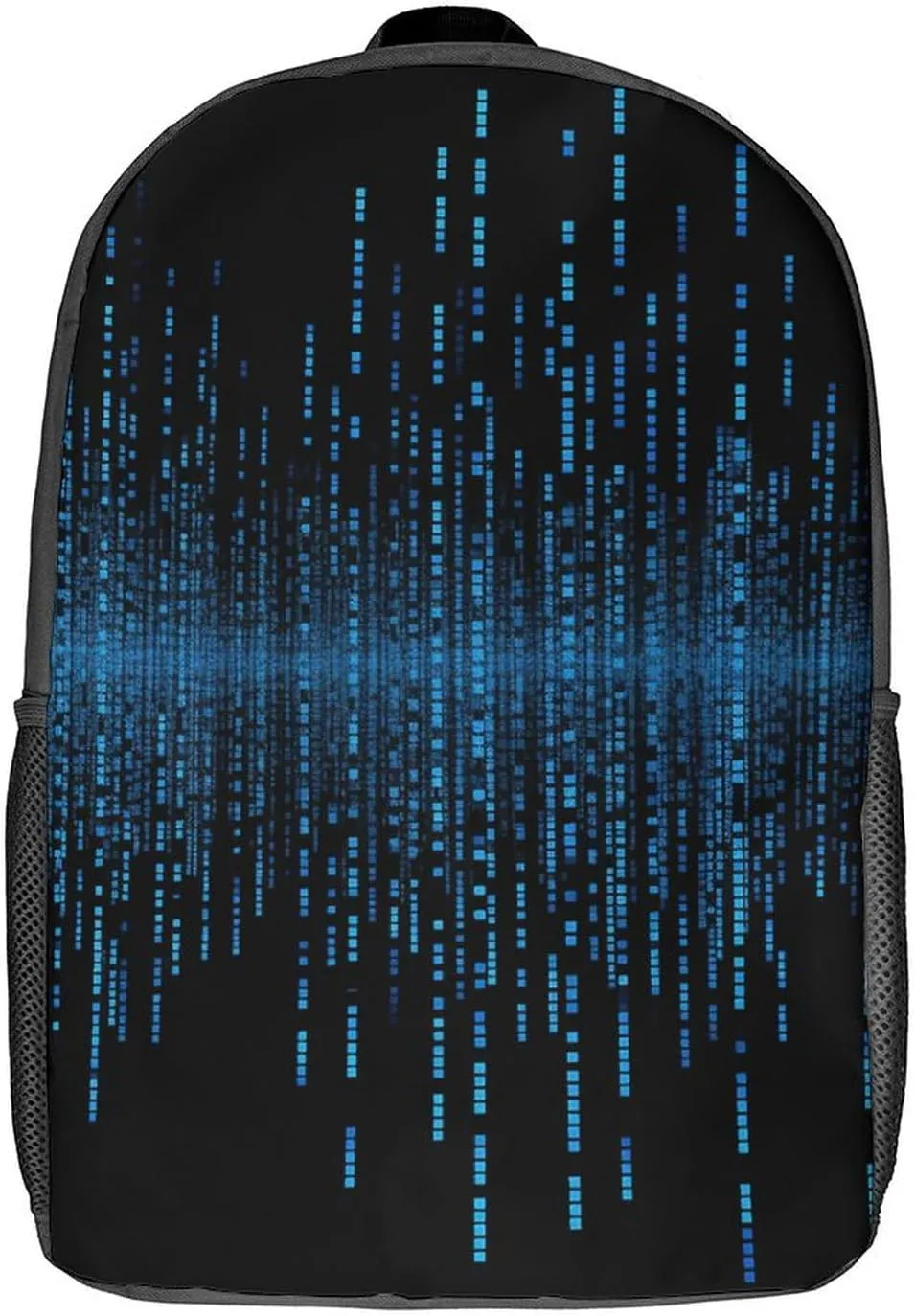 The Blue Binary Matrix Backpack, Laptop Backpack for Men, 17 Inch Travel Hiking Daypack, Casual Backpack