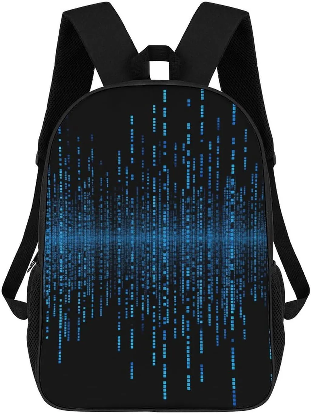 The Blue Binary Matrix Backpack, Laptop Backpack for Men, 17 Inch Travel Hiking Daypack, Casual Backpack