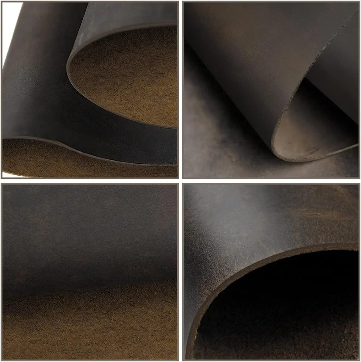 Thick Leather Sheets for Crafts Tooling Leather Square 1.8-2.1mm Full Grain Leather Pieces Genuine Cowhide Leather for Crafts Sewing Hobby Workshop Black Coffee, 12"x24"