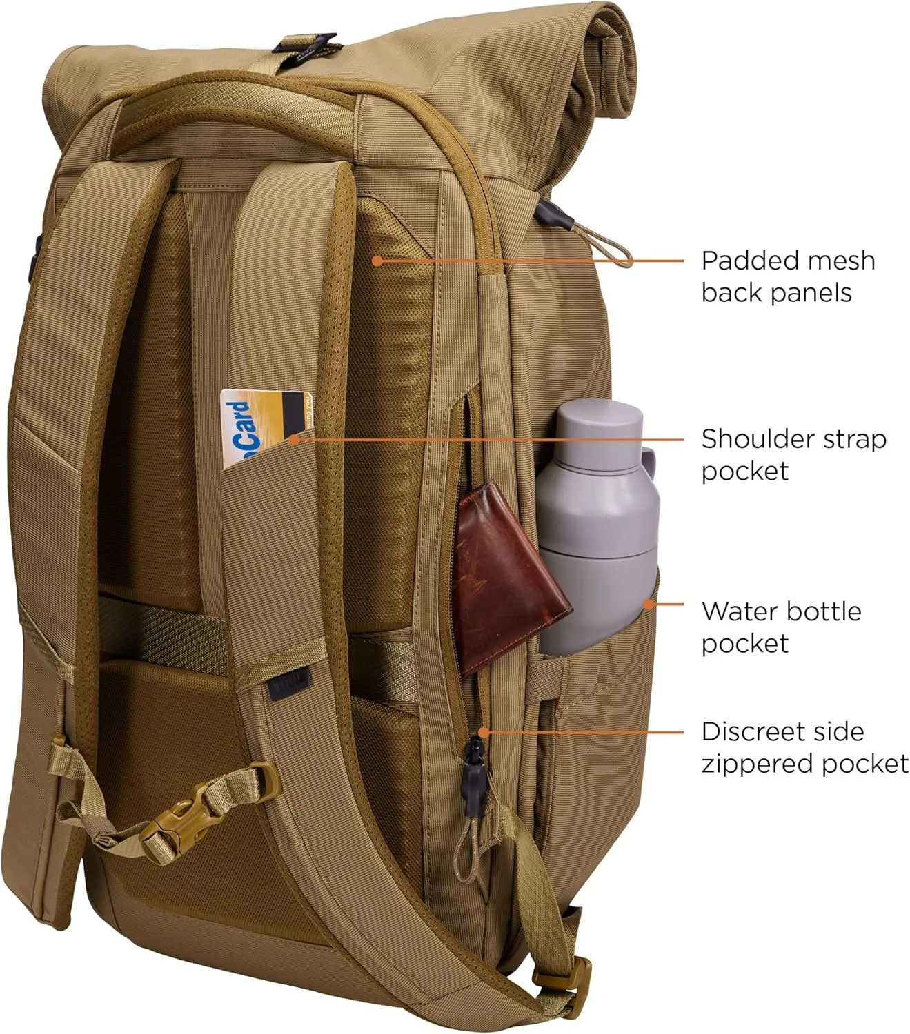 Thule Paramount 24L Backpack - Commuter Backpack with Padded Laptop Sleeve - Fits 16" laptops and 12" Tablets - Thoughtful Layout and Organization, Nutria