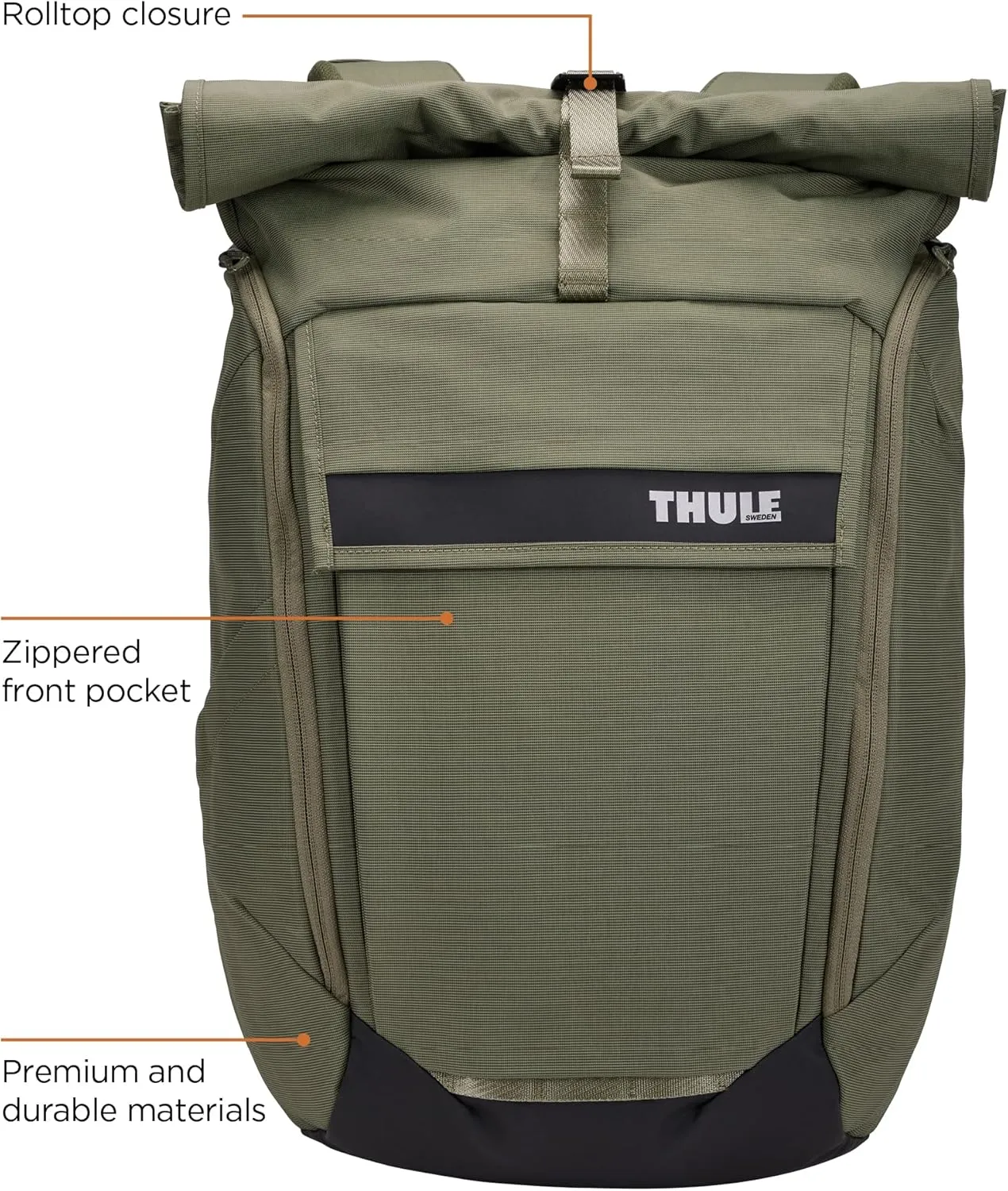 Thule Paramount 24L Backpack - Commuter Backpack with Padded Laptop Sleeve - Fits 16" laptops and 12" Tablets - Thoughtful Layout and Organization, Soft Green
