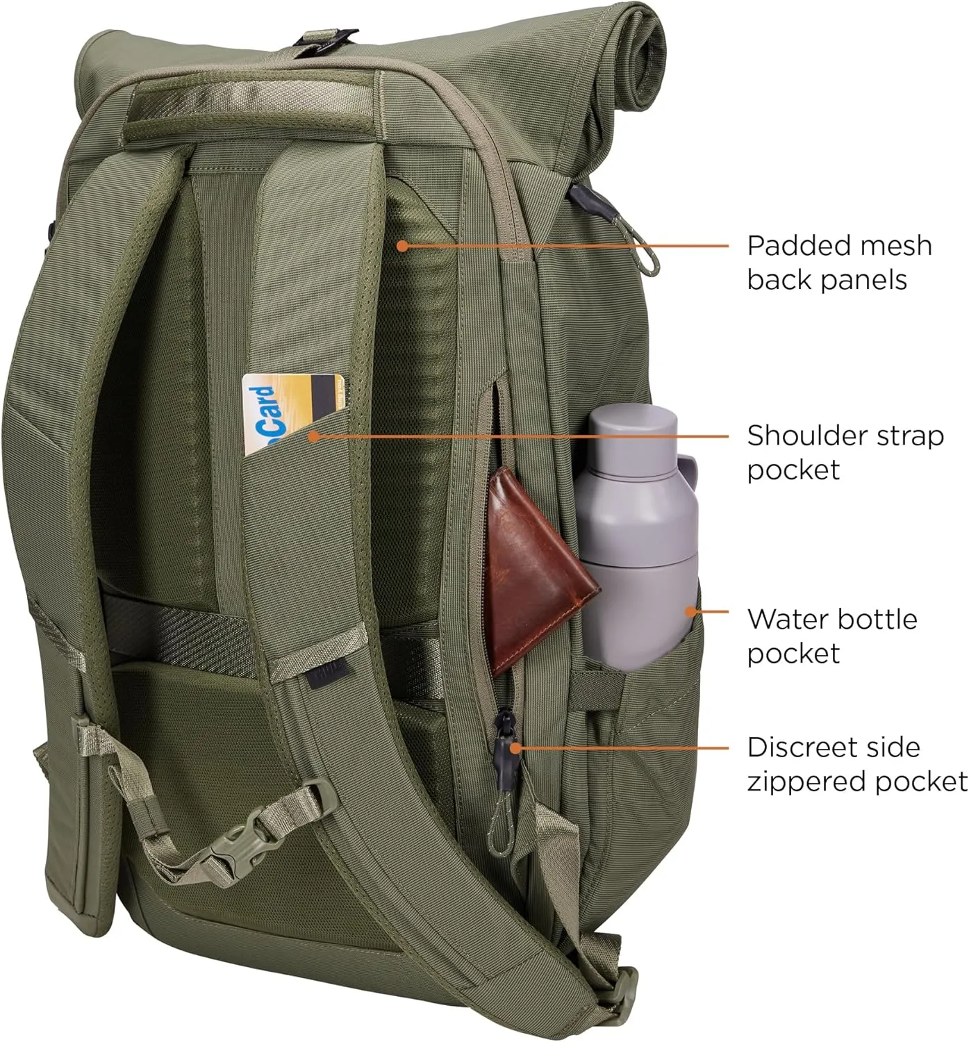 Thule Paramount 24L Backpack - Commuter Backpack with Padded Laptop Sleeve - Fits 16" laptops and 12" Tablets - Thoughtful Layout and Organization, Soft Green