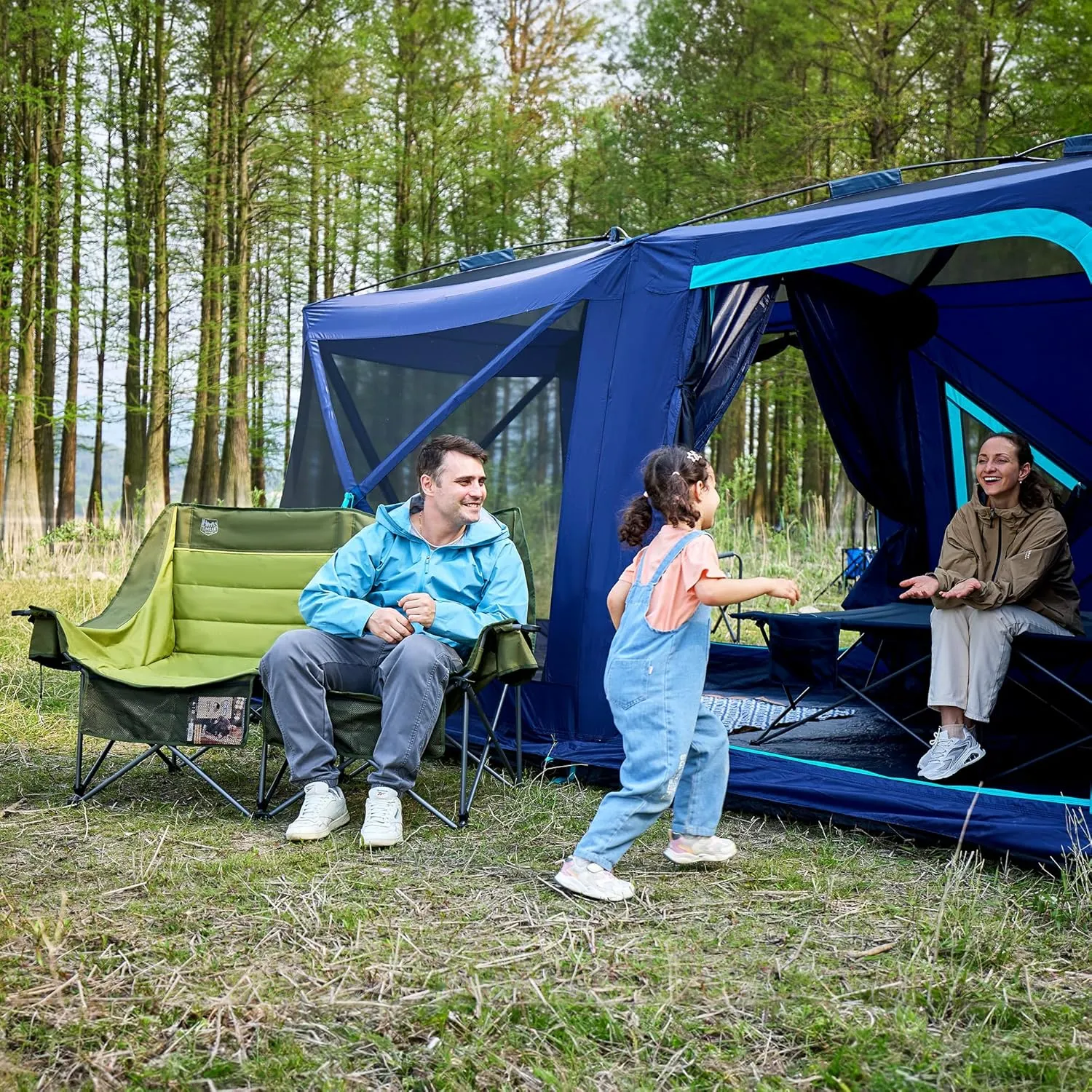 TIMBER RIDGE Double Camping Chair, Heavy Duty Outdoor Folding Camp Couch, Loveseat Camping Chairs Perfect for Campsites, Patio/Lawn, Soccer Games or Other Youth Sports, Supports 800 lbs