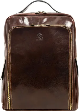 Time Resistance Leather Backpack for Men and Women - Brown Business Backpack - Laptop Bag - Rucksack