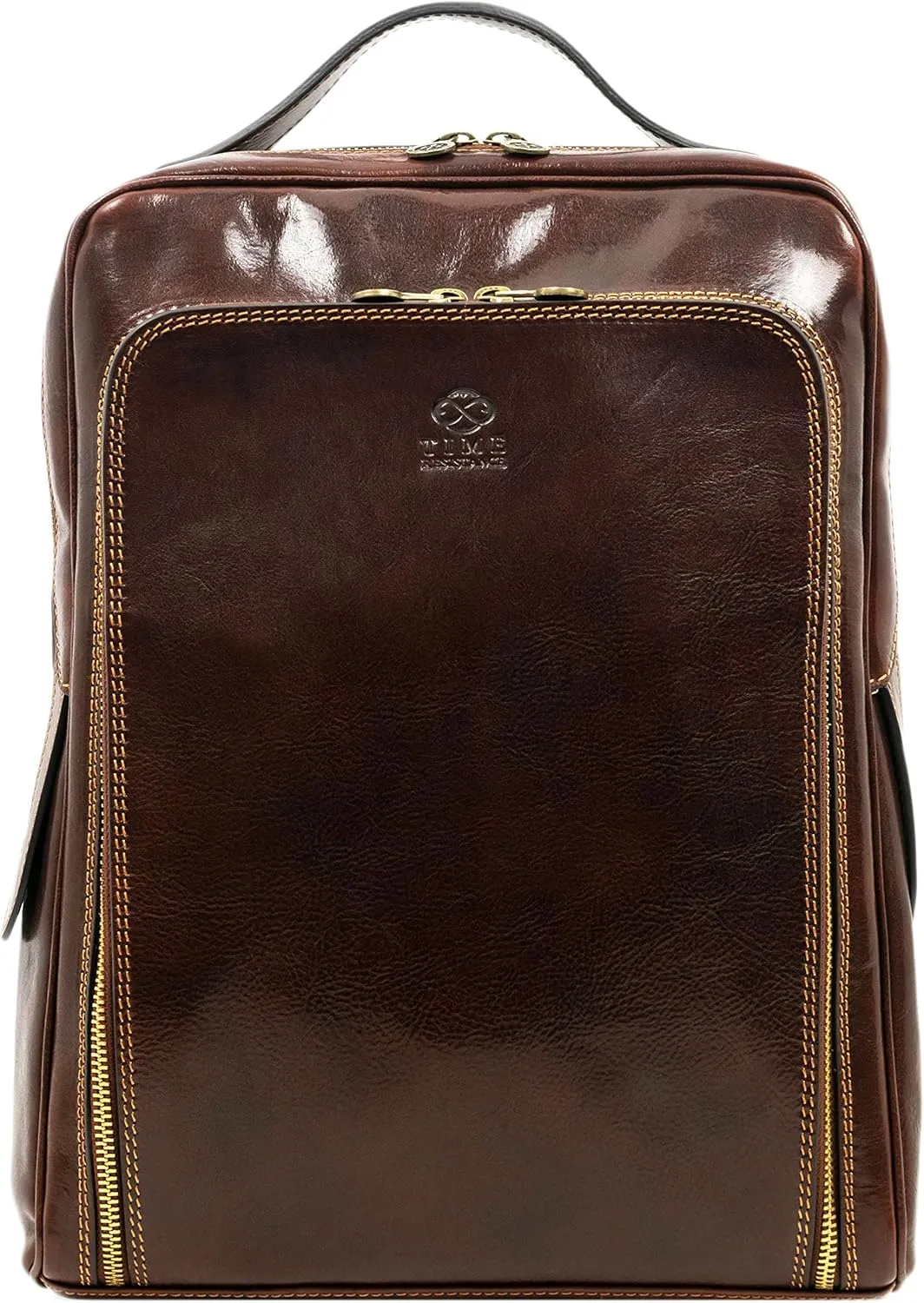Time Resistance Leather Backpack for Men and Women - Brown Business Backpack - Laptop Bag - Rucksack