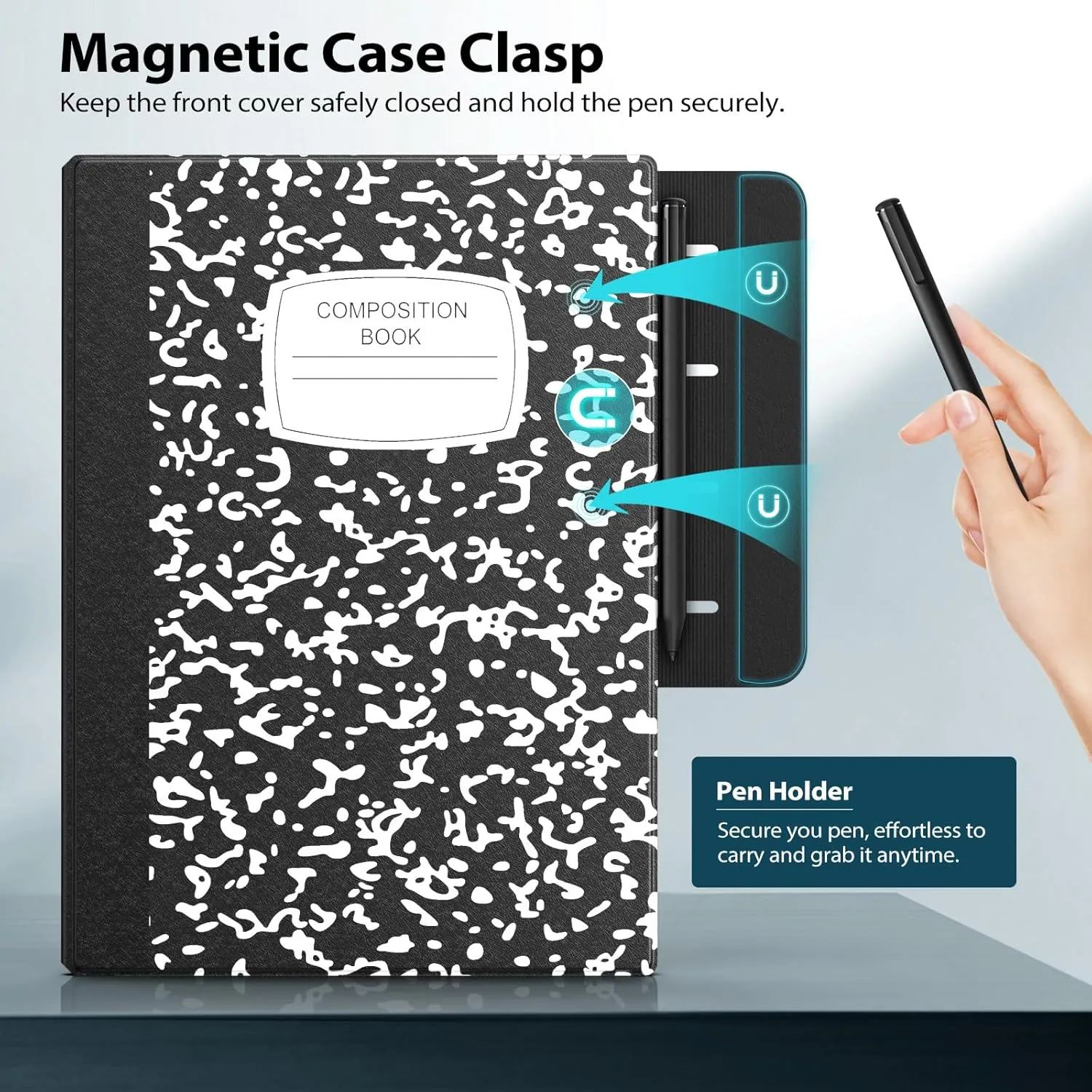 TiMOVO Magnetic Case for Remarkable Paper Pro 11.8 Inch 2024, Lightweight Book Folio Cover with Buckle Pen Clasp for Remarkable Paper Pro Color Tablet, Support Auto Wake/Sleep, Black Notebook