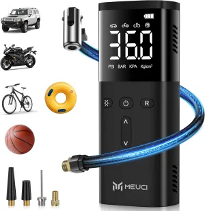 Tire Inflator Portable Air Compressor - Cordless Air Pump for Car Tires with 15000mAh Battery, 150PSI Electric Bike Tire Pump with Digital Pressure Gauge for Auto, Motorcycle, Bicycle, Balls