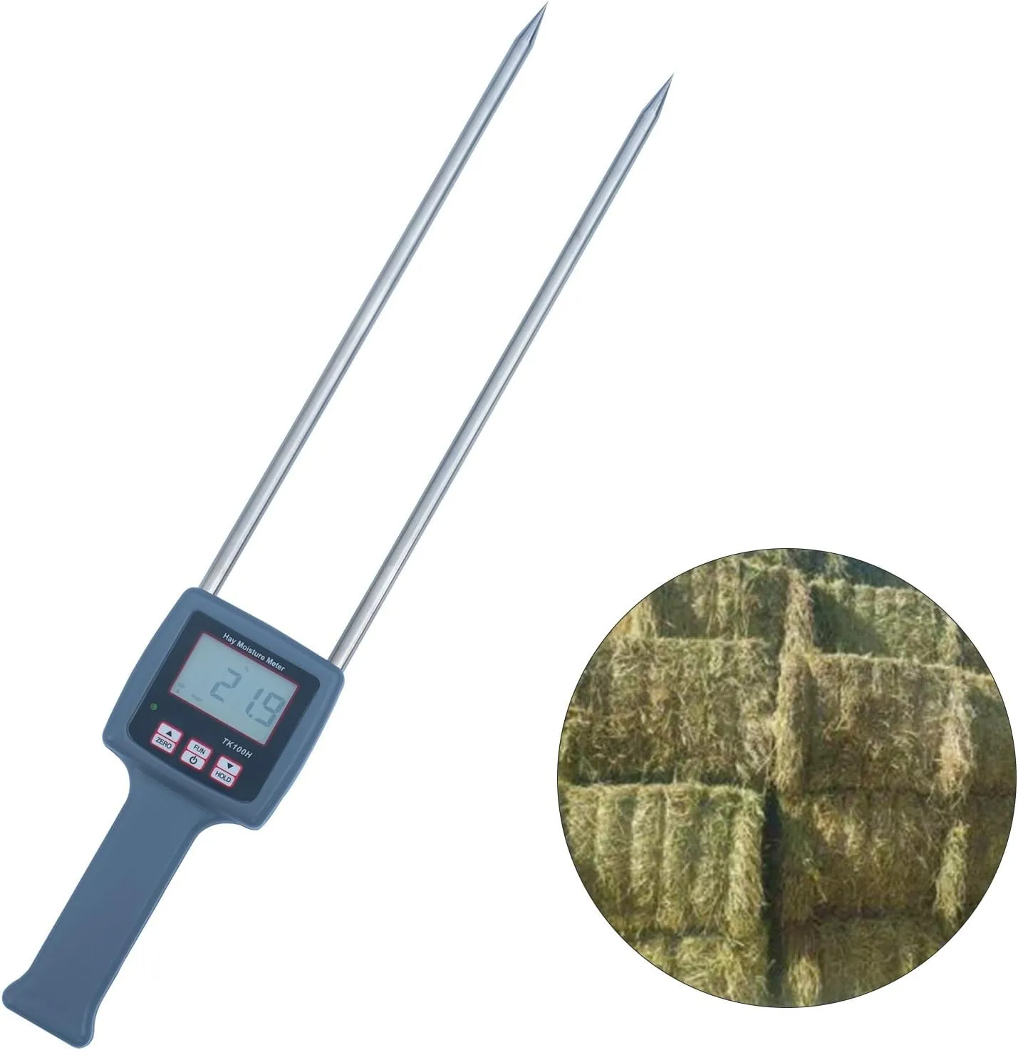 TK100H Portable Hay Moisture Meter - Precise Hay Moisture Tester with Probe for Monitoring and Ensuring Optimal Hay Quality, Preventing Mold and Spoilage