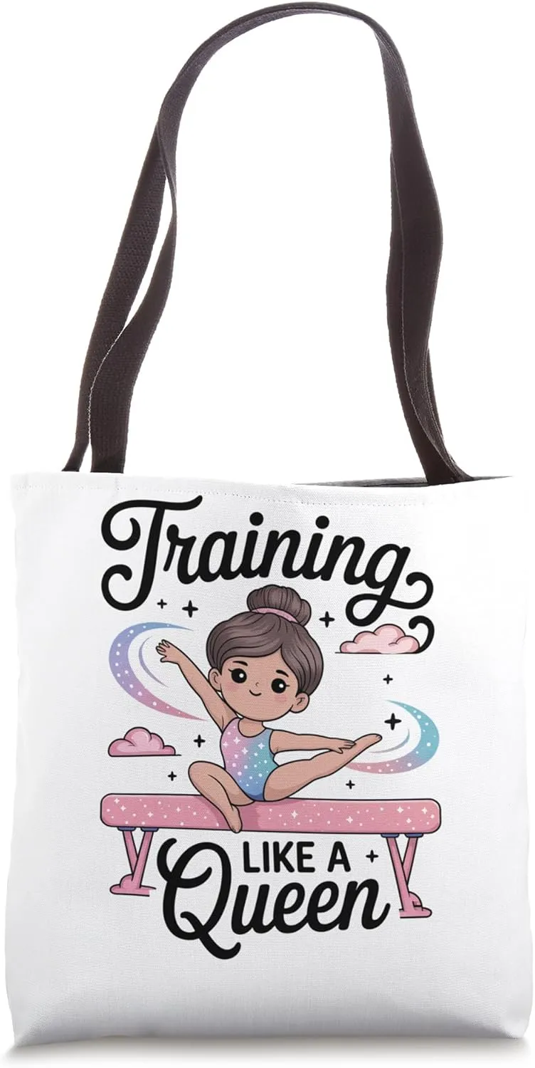 Toddler Girls Gymnastics Training Like a Queen Gymnast Beam Tote Bag