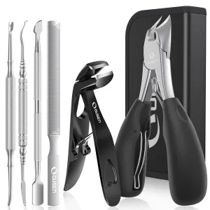 Toenail Clippers for Thick Toenails, Heavy Duty Toe Nail Clippers for Seniors Ingrown Toenail, Angled Head Nail Clippers for Men & Women, Professional Nail Cutter Podiatrist Toenail Clippers Kit-6 Pcs