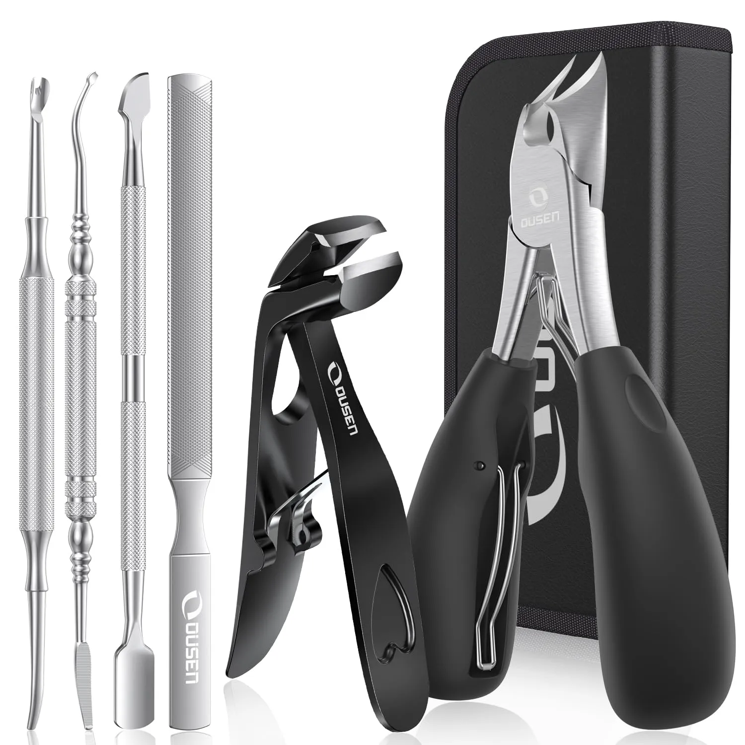 Toenail Clippers for Thick Toenails, Heavy Duty Toe Nail Clippers for Seniors Ingrown Toenail, Angled Head Nail Clippers for Men & Women, Professional Nail Cutter Podiatrist Toenail Clippers Kit-6 Pcs