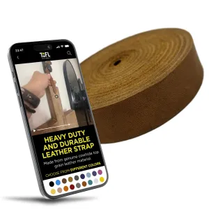 TOFL Genuine Top-Grain Leather Strap | 72 Inches Long | 1/2 Inch Wide | 1/8 Inch Thick (7-8 oz) | 1 Leather Strip for DIY Arts & Craft Projects, Clothing, Jewelry, Wrapping | Brown