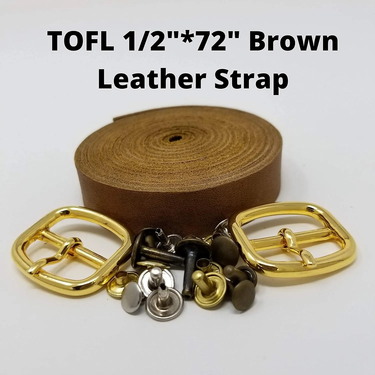 TOFL Genuine Top-Grain Leather Strap | 72 Inches Long | 1/2 Inch Wide | 1/8 Inch Thick (7-8 oz) | 1 Leather Strip for DIY Arts & Craft Projects, Clothing, Jewelry, Wrapping | Brown