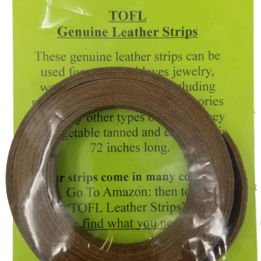 TOFL Genuine Top-Grain Leather Strap | 72 Inches Long | 1/2 Inch Wide | 1/8 Inch Thick (7-8 oz) | 1 Leather Strip for DIY Arts & Craft Projects, Clothing, Jewelry, Wrapping | Brown
