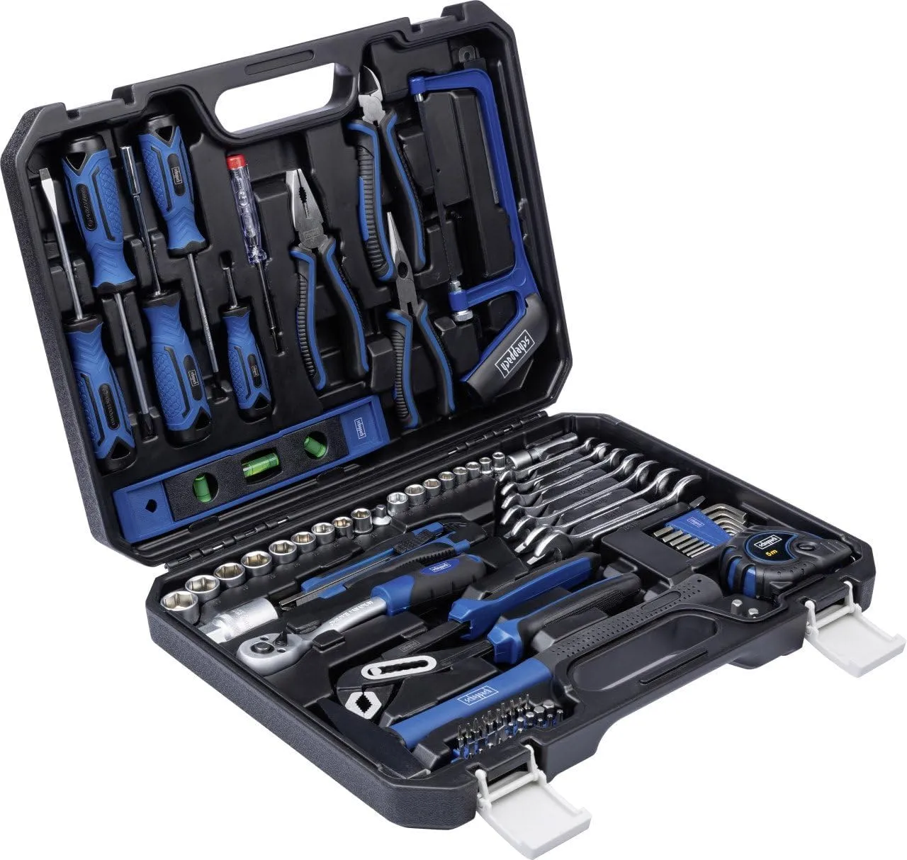 Tool Box WZK120 | 97-Piece Tool Set in Sturdy Plastic Case | Tools with Rubberised Handle | Bit Inserts, Screwdrivers, Hex Sockets and Much More
