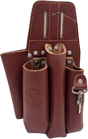 Top Grain Leather Plier Holder Tool Belt Pouch Waist Bag 4 Multi Pocket | Multi Tool Holder & Knife Holder | Leather Tool Pouch Bag (Cherry)