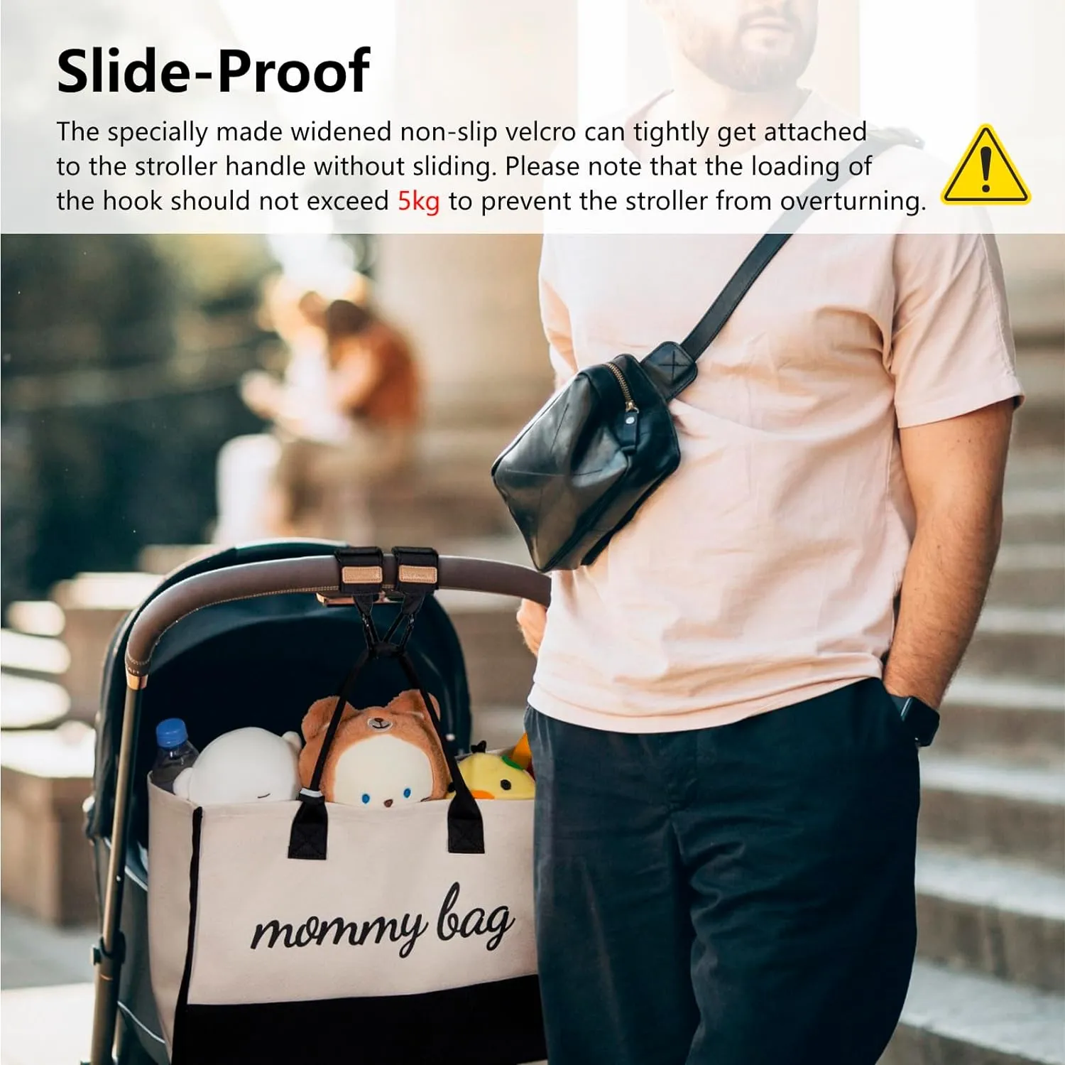 TOPDesign Universal Baby Stroller Organizer, Stroller Caddy with Detachable Mesh Bag & Heightened Insulated Cup Holders & Non-Slip Secure Hooks Accessories, Fits Most Strollers (Blue)