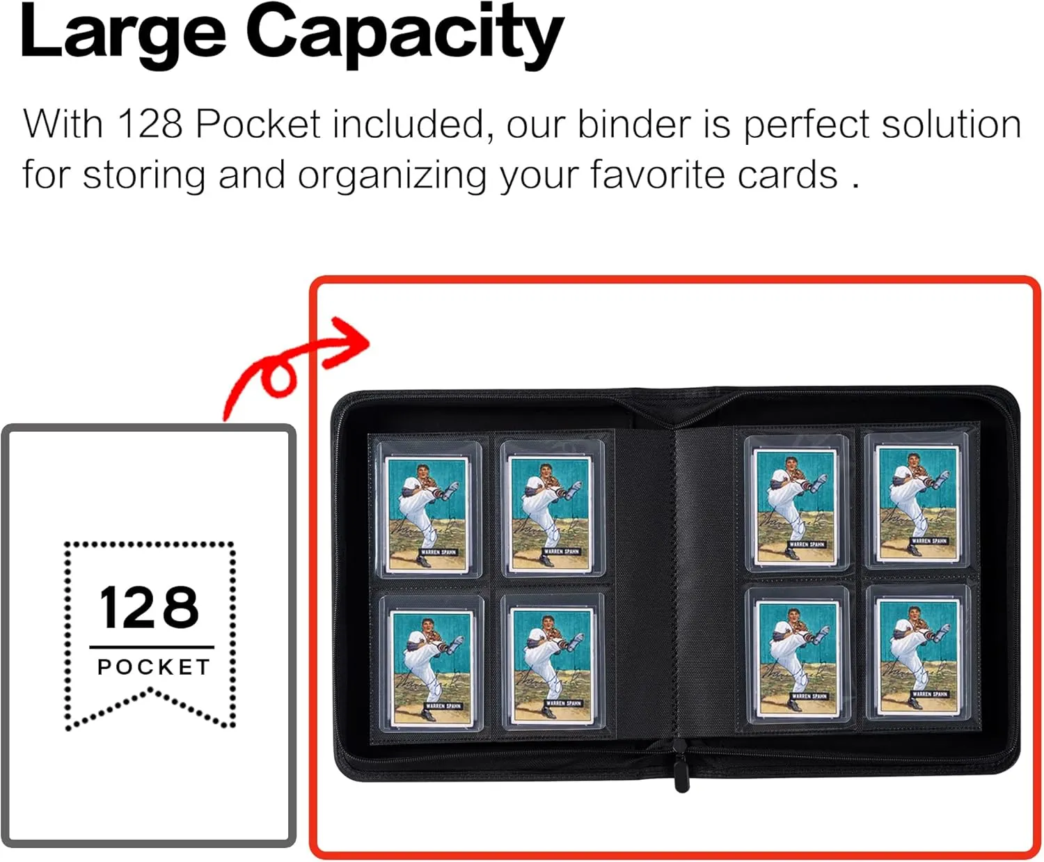 Toploader Binder, Holds 128 Top Loaders - 4 Pocket Top Loader Binder for 3" x 4" Rigid Card Holders for Trading Cards or Sports Cards, Model A - Classic Turquoise