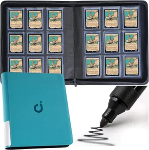 Toploader Binder, Holds 360 Top Loaders - 9-Pocket Top Loader Binder for 3" x 4" Rigid Card Holders for Trading Cards or Sports Cards, Model B - Classic Turquoise