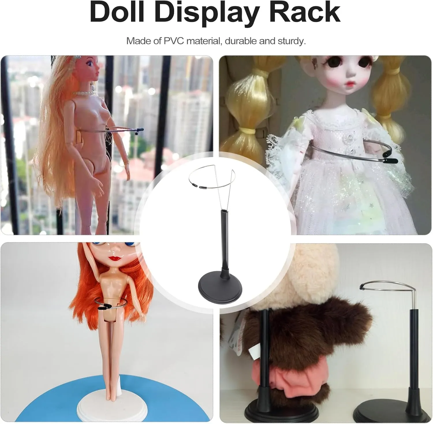 Toyvian Adjustable Stand: 4 Pcs Action Figure Support Bracket Model Display - Bear Doll Stand for 12 Inch Dolls Girls