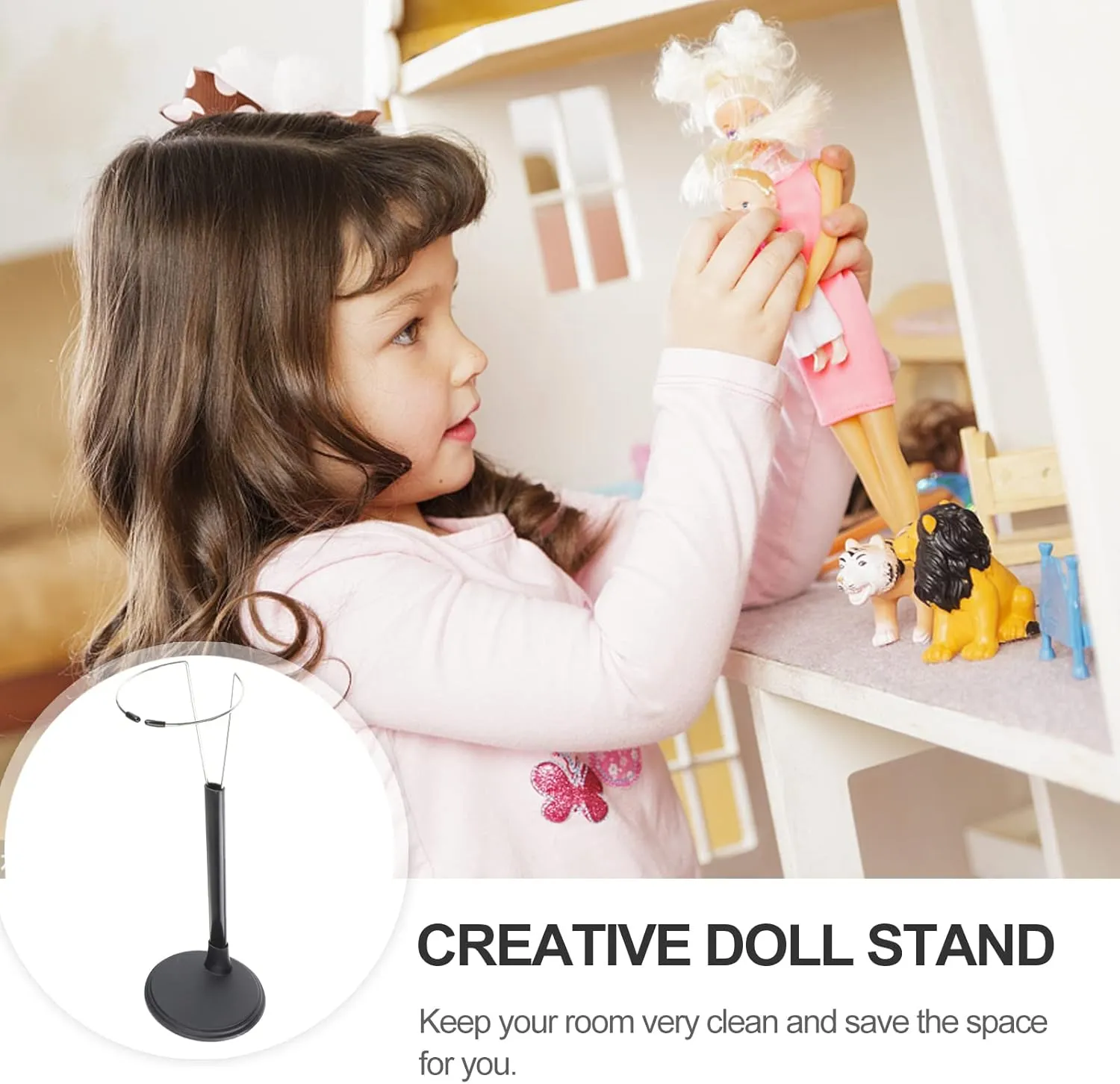 Toyvian Adjustable Stand: 4 Pcs Action Figure Support Bracket Model Display - Bear Doll Stand for 12 Inch Dolls Girls