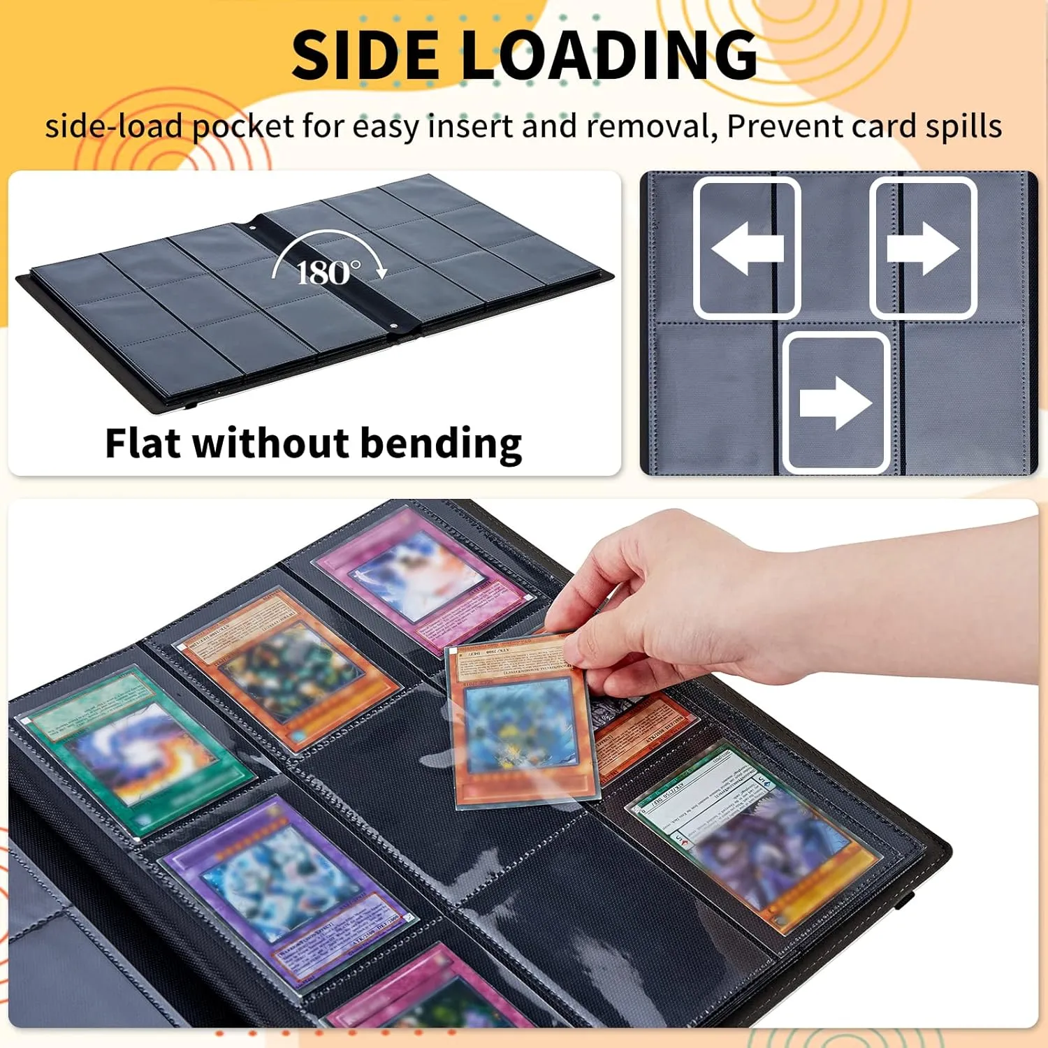 Trading Card Binder 9-pocket Card Holder Binder for Baseball Football Hockey Sport Mtg TCG YUGIOH Card Binder Album 900 Cards Side Load   Elastic Band-Colorful Sea Turtles