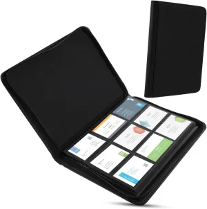 Trading Card Holder Album Sleeves Pu Card Collection Organizer Portable Storage Zipper Closure for Safe Display Pages Each