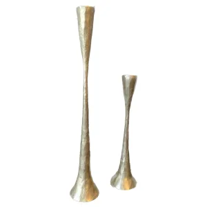 Transitional Hammered Metal Candle Holder in Gold (Set of 2)