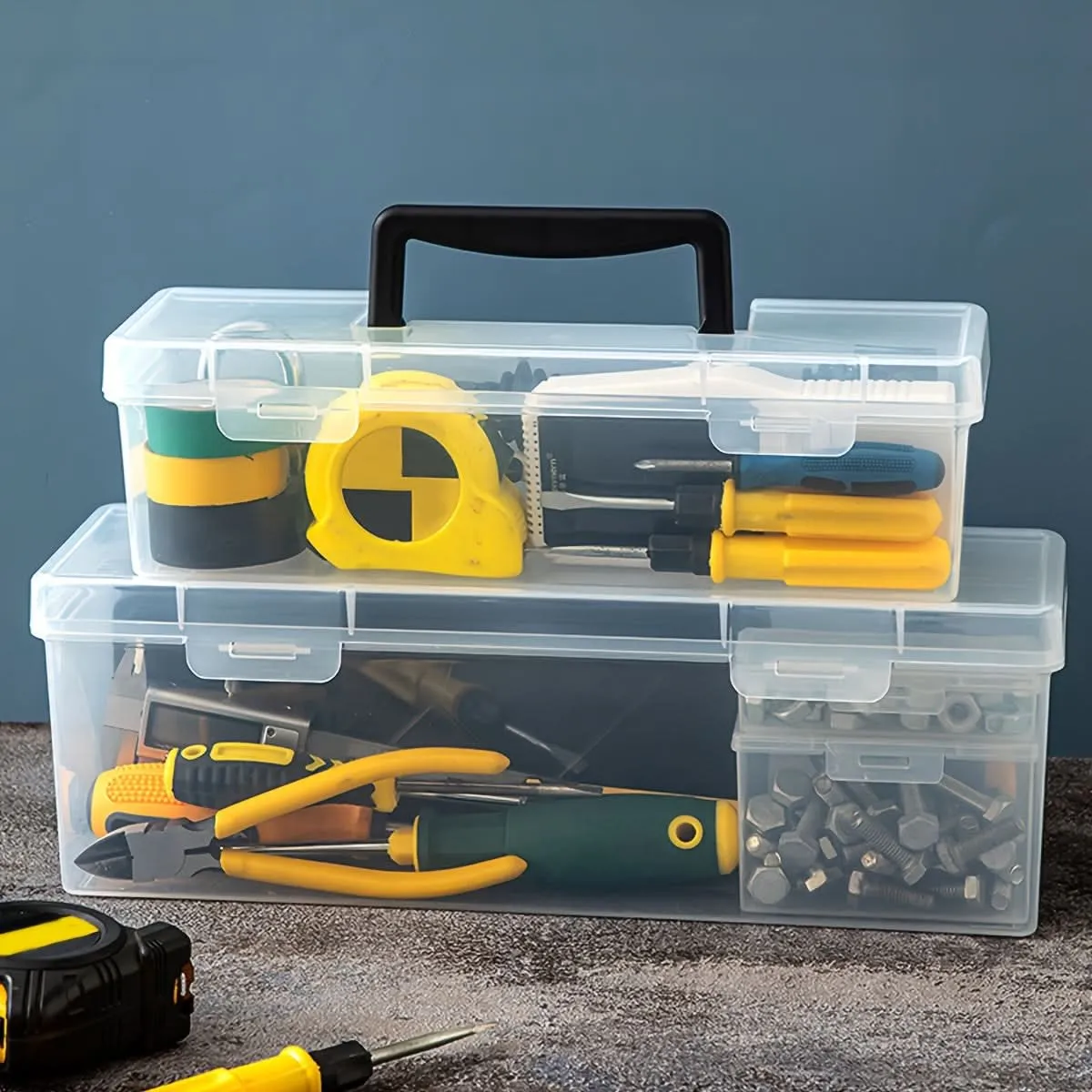 Transparent Plastic Portable Tool Storage Box