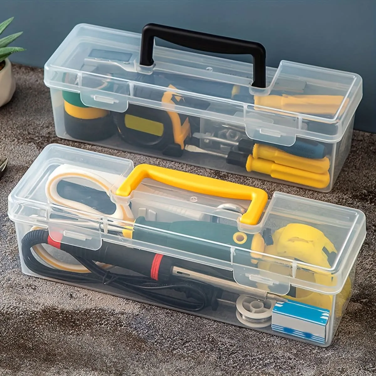 Transparent Plastic Portable Tool Storage Box