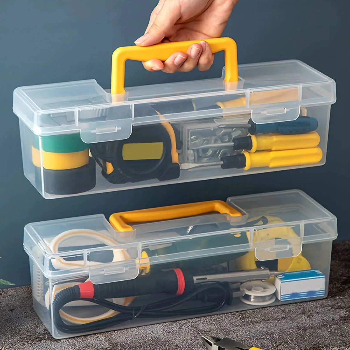 Transparent Plastic Portable Tool Storage Box