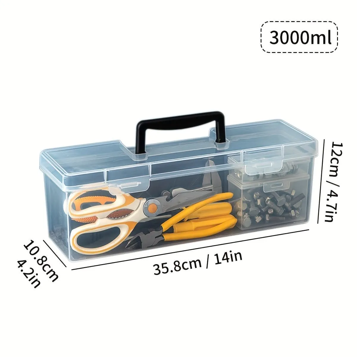 Transparent Plastic Portable Tool Storage Box