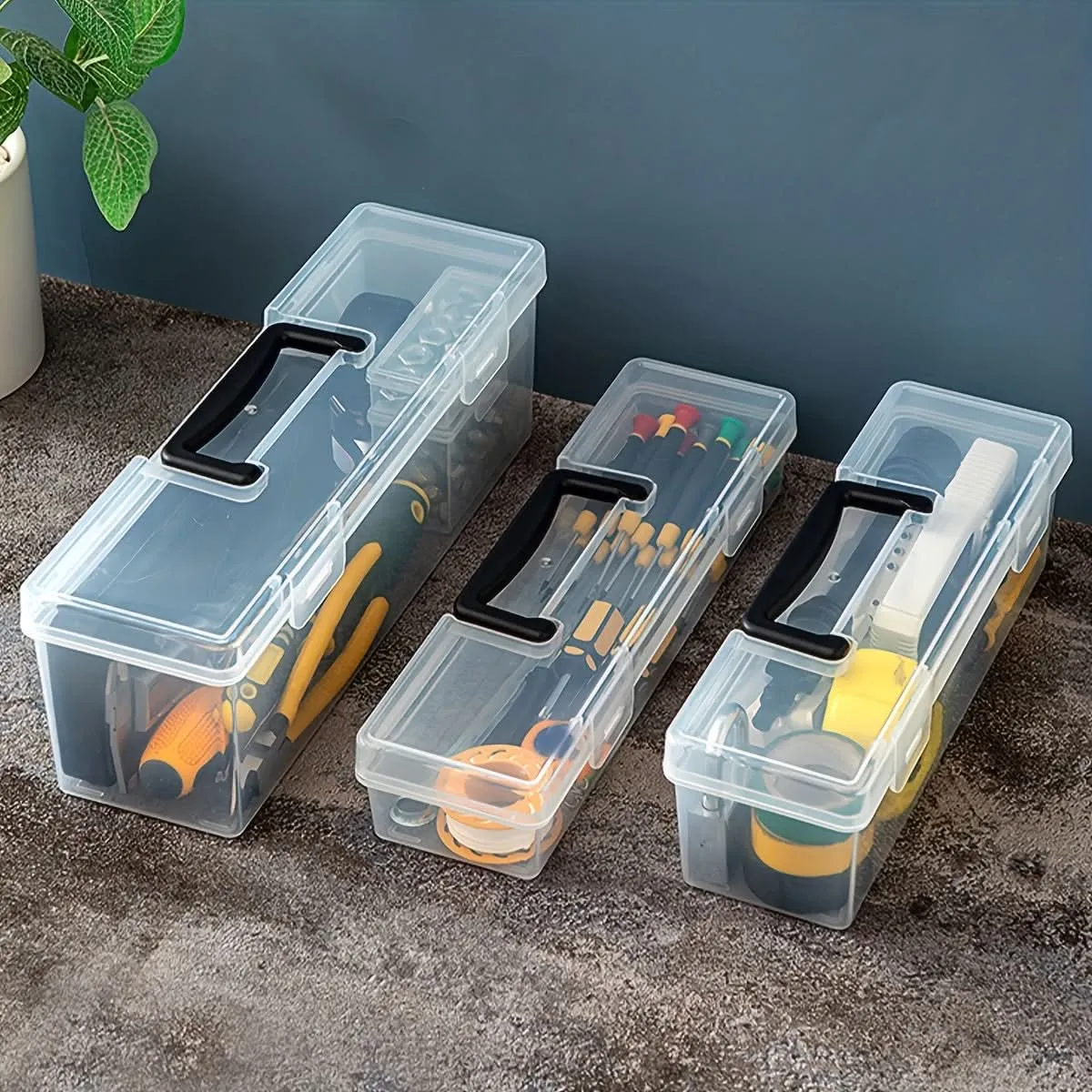 Transparent Plastic Portable Tool Storage Box
