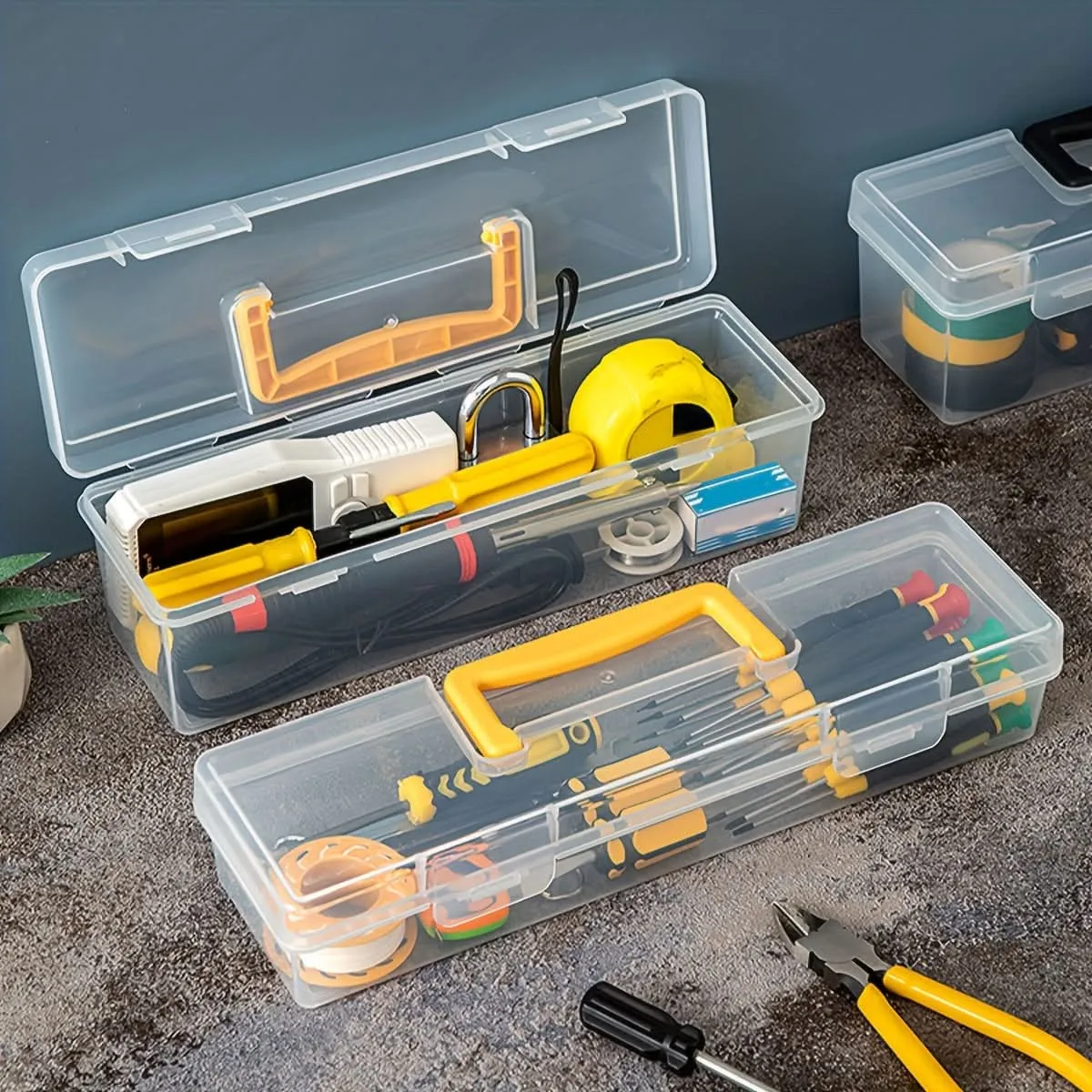 Transparent Plastic Portable Tool Storage Box