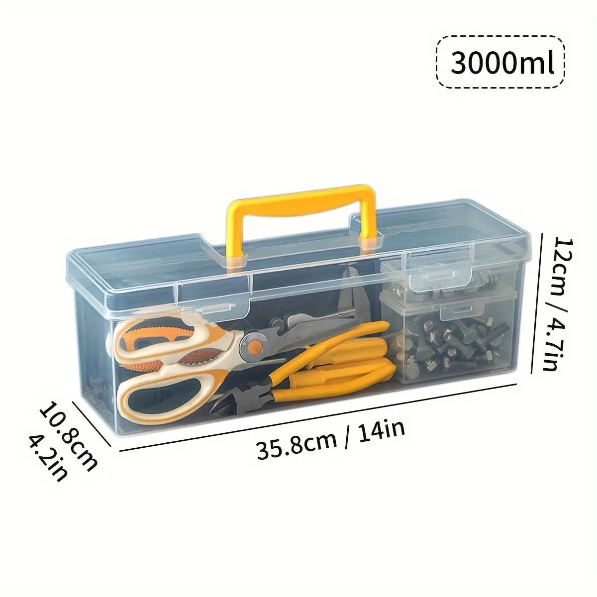 Transparent Plastic Portable Tool Storage Box