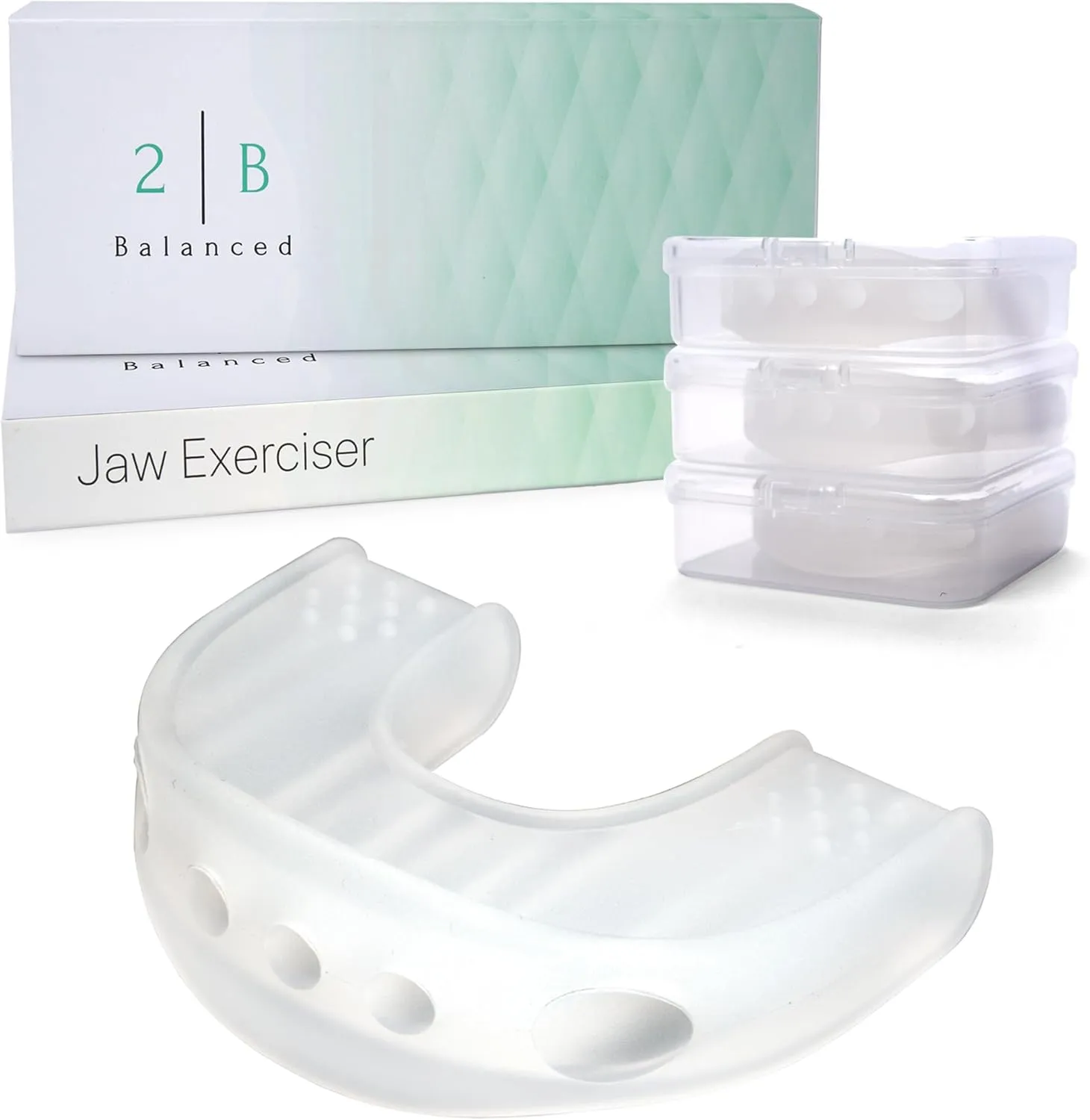 Transparent Silicone Jaw Exerciser - Non-Toxic & Free of Dyes - 3 Resistance Levels Jaw Trainer - Jaw Strengthener & Face Exerciser - Ideal Mewing Device and Jaw Training