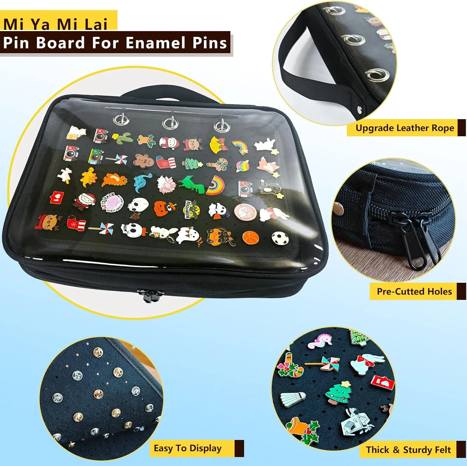 Transparenter Pin Books For Collectors, Enamel Pin Display Pages Pin Carrying Case, Travel Brooch Pins Display Bag(5 Black binder 4 Spacers,Bag Only)