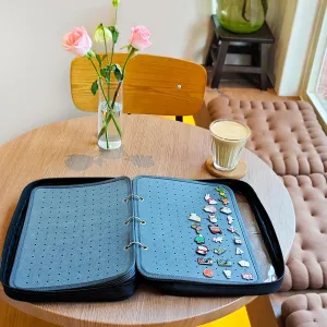 Transparenter Pin Books For Collectors, Enamel Pin Display Pages Pin Carrying Case, Travel Brooch Pins Display Bag(6 Grey binder,Not Include any Accessories)