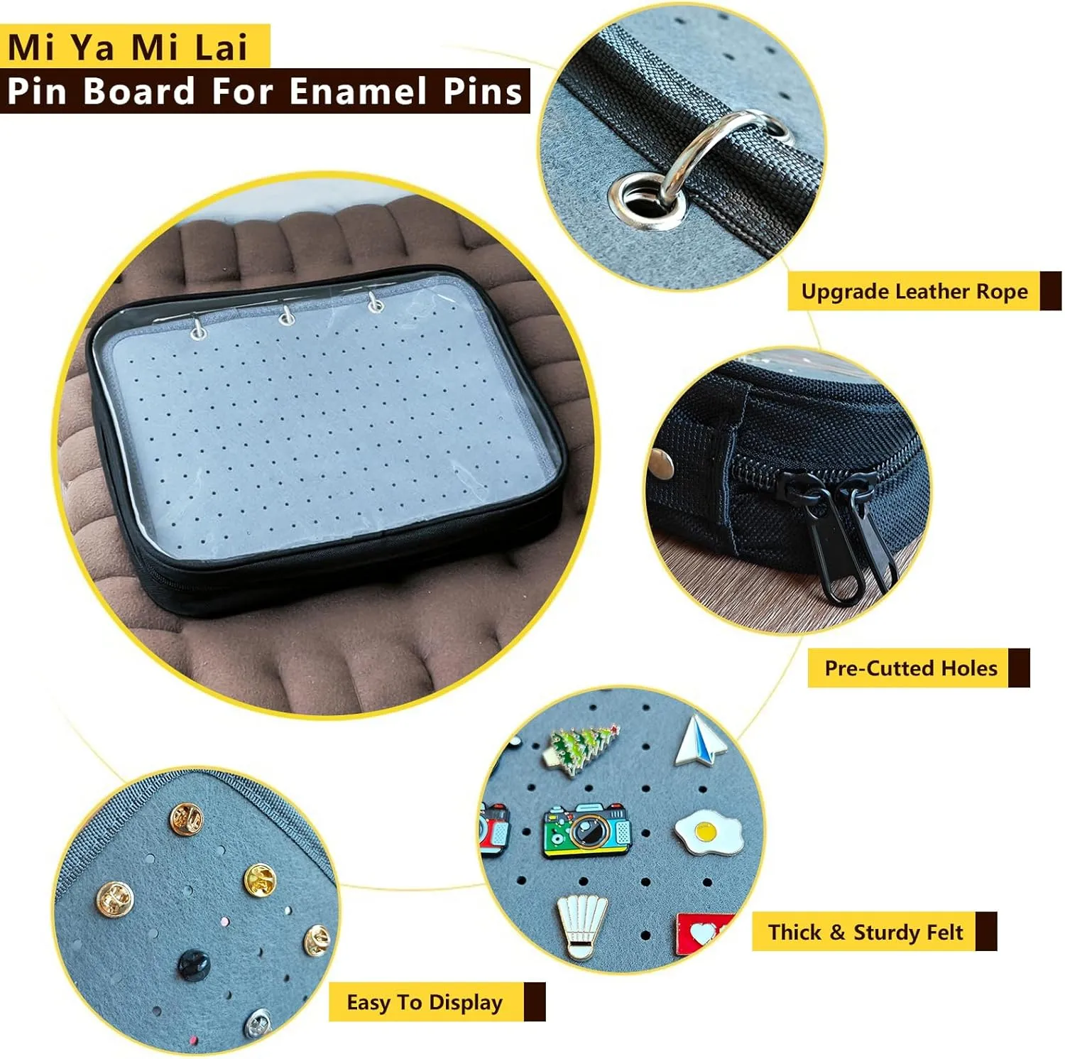 Transparenter Pin Books For Collectors, Enamel Pin Display Pages Pin Carrying Case, Travel Brooch Pins Display Bag(6 Grey binder,Not Include any Accessories)