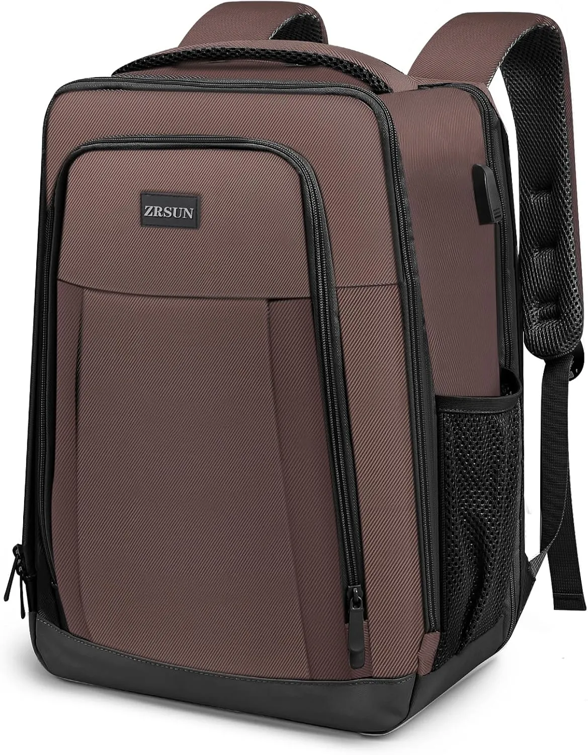 Travel Backpack, Business Anti Theft Slim Sturdy Laptops Backpack with USB Charging Port, Water Resistant College School Laptop Bag for Men & Women Fits 15.6 Inch Notebook (Brown)