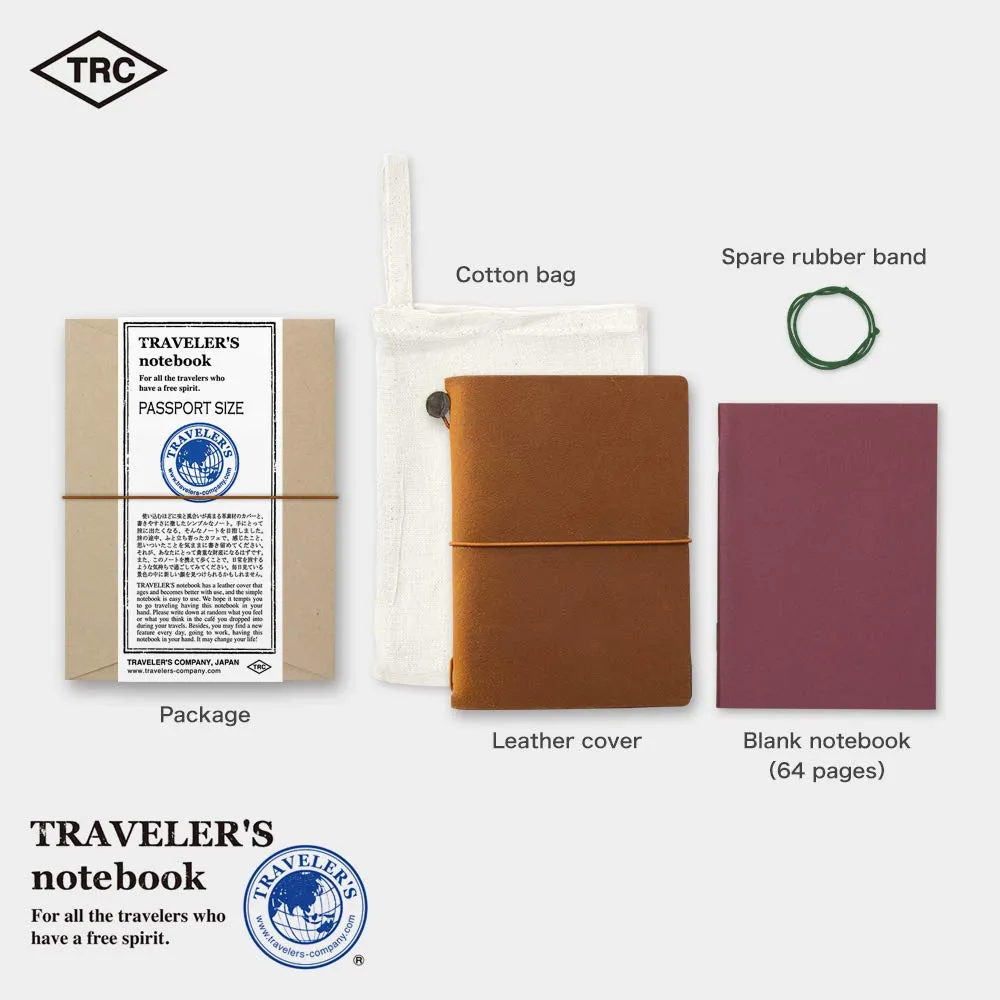 Traveler's Company Traveler's Notebook Starter Kit - Camel Leather - Passport Size