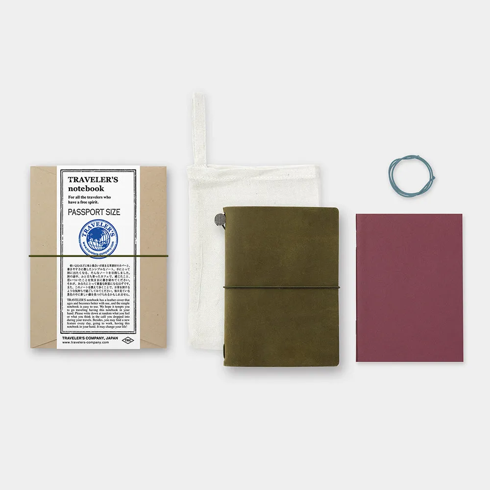 Traveler's Company Traveler's Notebook Starter Kit - Olive Leather - Passport Size