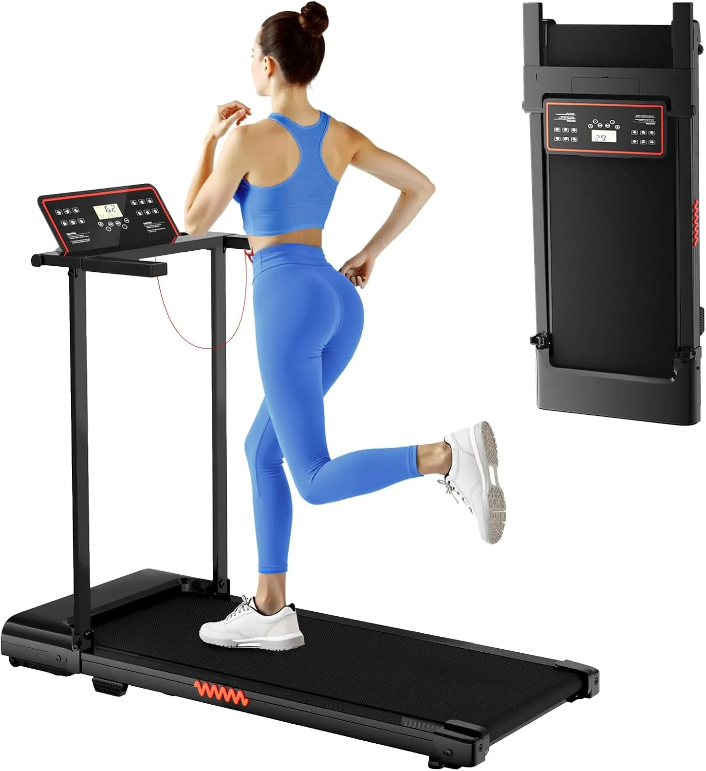 Treadmill with Handle Bar, 3.0HP Walking Pad Treadmill, Portable Compact Walking Pad with Handle, Treadmills for Home Samll Space, Running Electric Small Treadmills, 320 LBS Capaticy,LED Display