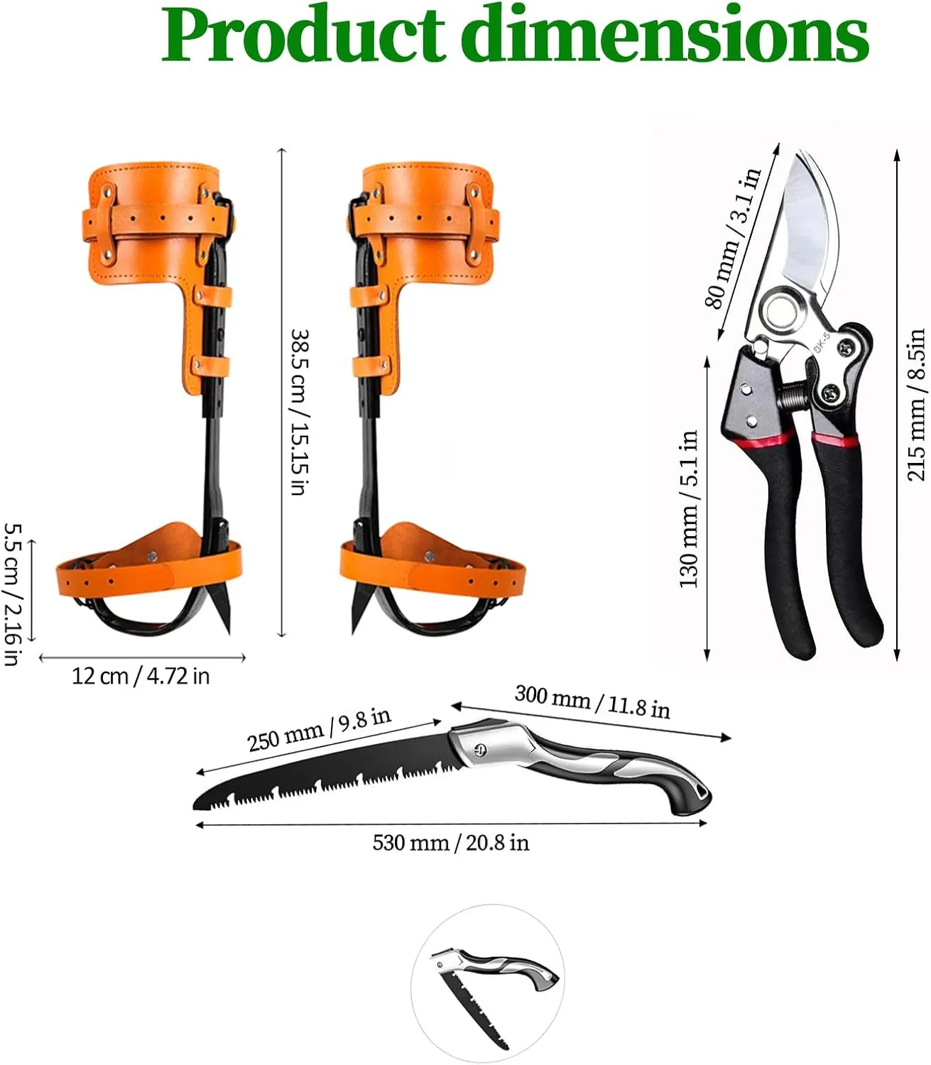 Tree Climbing Spikes,Tree Climbing Kit,Tree Climbing Gear,Suitable for Fruit Picking,Tree Climbing,Hunting