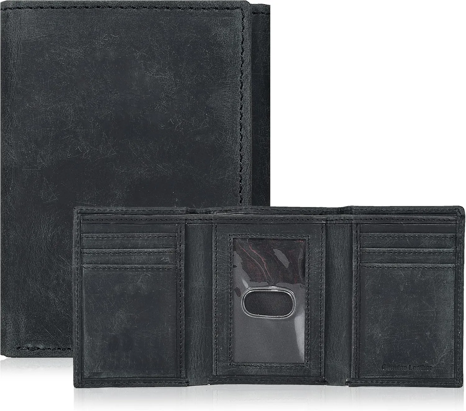 Tri fold Leather Wallet for Men with RFID | Slim Wallets for Men with 1 ID and 6 Credit card slots | Front Pocket Minimalist