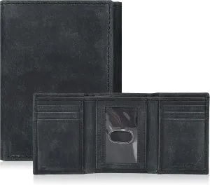 Tri fold Leather Wallet for Men with RFID | Slim Wallets for Men with 1 ID and 6 Credit card slots | Front Pocket Minimalist