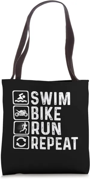 Triathlon Training Cycle Swim Run Athlete Repeat Discipline Tote Bag